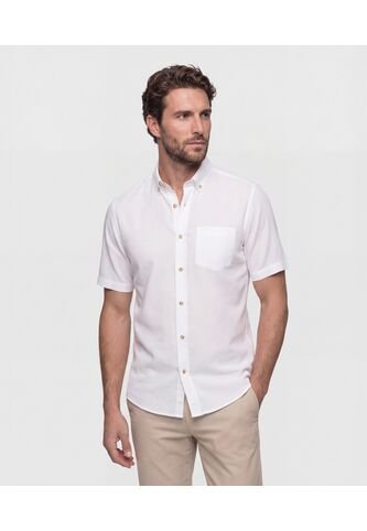 Camisa  Para Hombre Manga Corta Con Bolsillo Cuello C Color Blanco Marca Patprimo #44018891 Patprimo