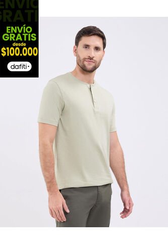 Camiseta Para Hombre Manga Corta Cuello Henley Color Verde Marca Patprimo #44090941 Patprimo