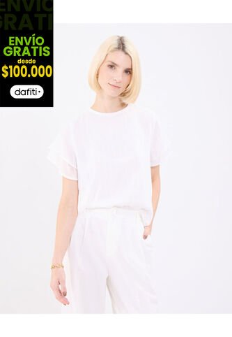 Blusa Para Mujer Manga Corta Color Blanco Marca Patprimo #30123552 Patprimo