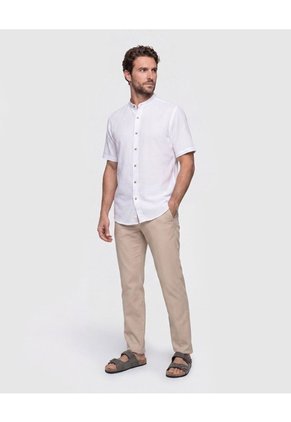Camisa Cuello Mao Unicolor Para Hombre Para Hombre Negro Patprimo