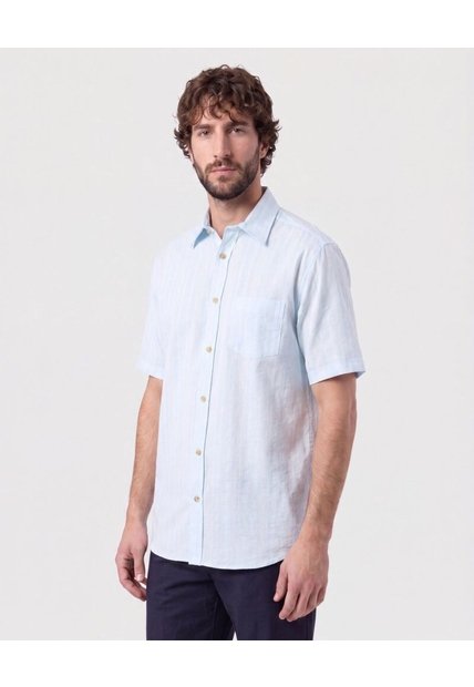 Camisa Manga Corta Texturizada   Para Hombre Azul Patprimo