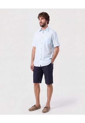 Camisa Manga Corta Texturizada Para Hombre Azul Patprimo