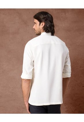 Guayabera Cuello Neru Con Bordados   Para Hombre Crema Patprimo