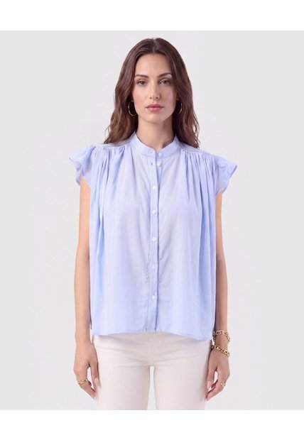 Blusa Cuello Alto Con Vuelos Mujer  Para Mujer Negro Patprimo