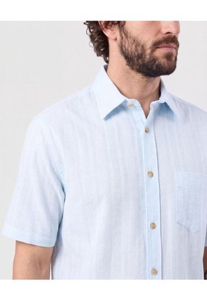 Camisa Manga Corta Texturizada Para Hombre Azul Patprimo