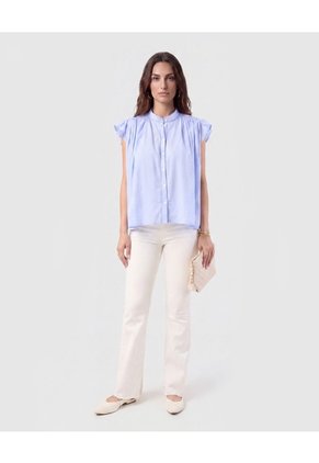 Blusa Cuello Alto Con Vuelos Mujer  Para Mujer Negro Patprimo