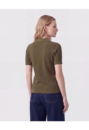 Polo Manga Corta Cuello Tejido Para Mujer Para Mujer Negro Patprimo