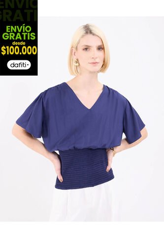 Blusa Para Mujer Manga Corta Color Azul Marca Patprimo #30123554 Patprimo