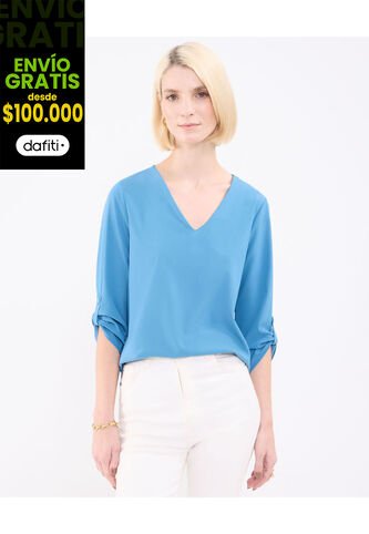 Blusa Para Mujer Manga 3/4 Color Azul Marca Patprimo #30123449 Patprimo