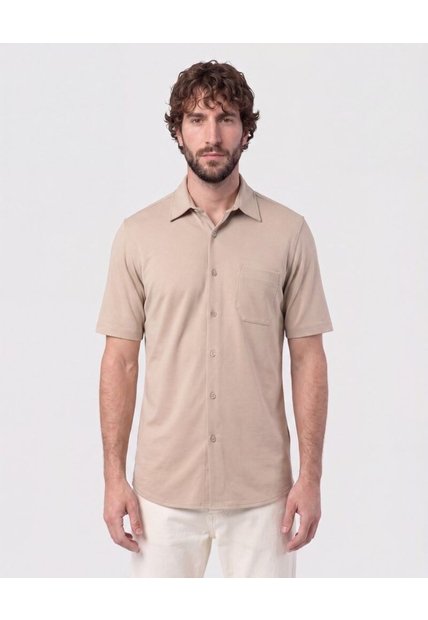 Camisa Manga Corta Con Bolsillo   Para Hombre Café Patprimo
