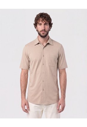 Camisa Manga Corta Con Bolsillo Para Hombre Café Patprimo