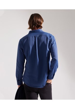 Camisa Para Hombre Manga Larga Sin Bolsillo Cuello Italiano Color Azul Rey Marca Patprimo #44012575