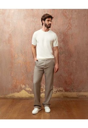 Camiseta  Para Hombre Manga Corta Cuello Redondo Color Beige Marca Patprimo #44090965