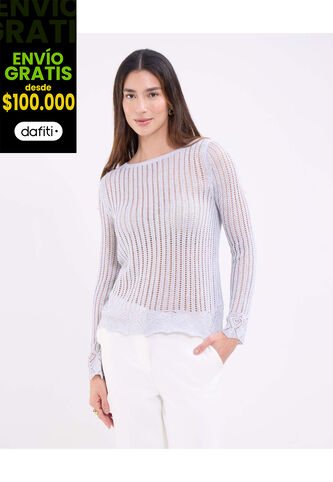 Saco Para Mujer Cuello Redondo Color Gris Marca Patprimo #30330632 Patprimo