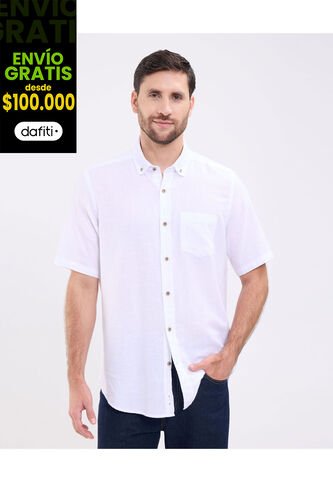 Camisa Para Hombre Manga Corta Con Bolsillo Cuello Button D Color Blanco Marca Patprimo #44013137 Patprimo
