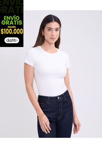 Camiseta Para Mujer Manga Corta Cuello Redondo Color Blanco Marca Patprimo #30093686 Patprimo