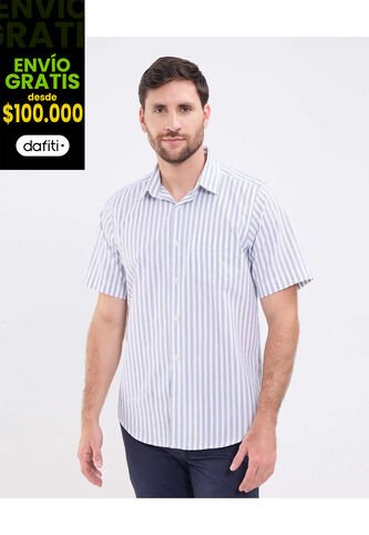 Camisa Para Hombre Manga Corta Con Bolsillo Cuello Formal C Color Azul Marca Patprimo #44013150 Patprimo