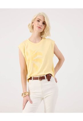 Camiseta Para Mujer Manga Sisa Cuello Redondo Color Amarillo Marca Patprimo #30093814