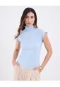 Camiseta Para Mujer Manga Corta Cuello Alto Color Azul Marca Patprimo #30093812 de Patprimo