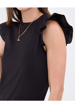 Camiseta Para Mujer Manga Sisa Cuello Redondo Color Negro Marca Patprimo #30093816