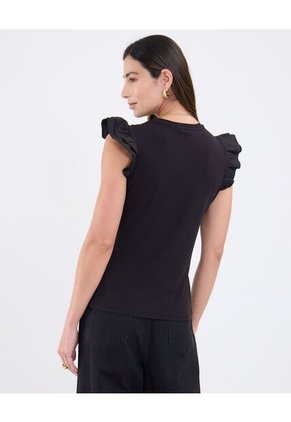 Camiseta Para Mujer Manga Sisa Cuello Redondo Color Negro Marca Patprimo #30093816