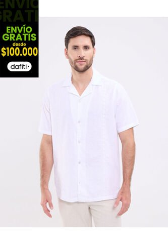 Camisa Guayabera Para Hombre Manga Corta Sin Bolsillo Color Blanco Marca Patprimo #44030400 Patprimo