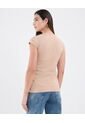 Camiseta Para Mujer Manga Corta Cuello Redondo Color Beige Marca Patprimo #30093822 de Patprimo