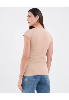 Camiseta Para Mujer Manga Corta Cuello Redondo Color Beige Marca Patprimo #30093822