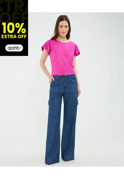 Jean Para Mujer Fluido Color Azul Marca Patprimo #30160401