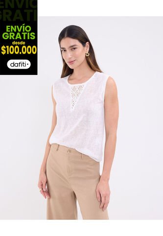 Camiseta Para Mujer Manga Corta Cuello V Color Blanco Marca Patprimo #30093762 Patprimo