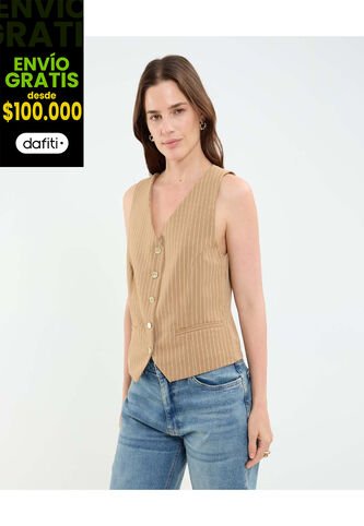 Chaleco Para Mujer Plano Color Café Marca Patprimo #30250037 Patprimo