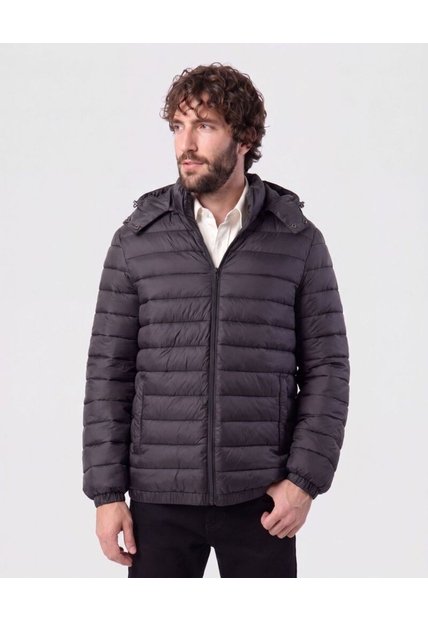 Chaqueta Acolchada Con Capota   Para Hombre Negro Patprimo