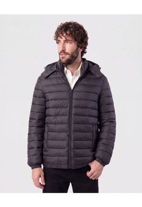Chaqueta Acolchada Con Capota Para Hombre Negro Patprimo