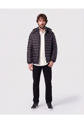 Chaqueta Acolchada Con Capota Para Hombre Negro Patprimo