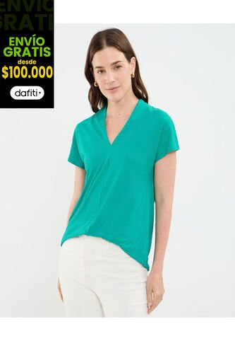 Camiseta Para Mujer Manga Corta Cuello V Color Verde Marca Patprimo #30093706 Patprimo