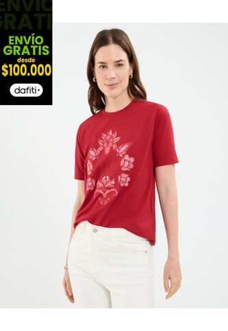 Camiseta Para Mujer Manga Corta Cuello Redondo Color Rojo Marca Patprimo #30093747 Patprimo