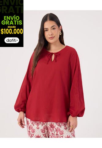 Blusa Para Mujer Manga 3/4 Color Rojo Marca Patprimo #14121391 Patprimo