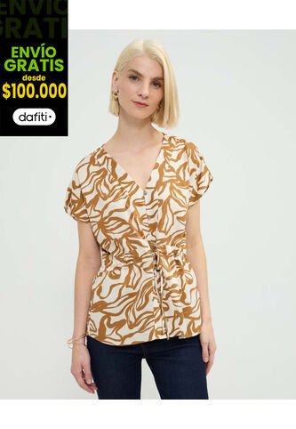 Blusa Para Mujer Manga Corta Color Crema Marca Patprimo #30123536 Patprimo