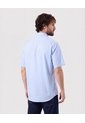 Camisa Manga Corta Unicolor   Para Hombre Azul Patprimo de Patprimo