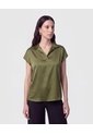 Blusa Camisera Sin Botones   Para Mujer Verde Patprimo de Patprimo