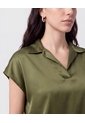 Blusa Camisera Sin Botones   Para Mujer Verde Patprimo de Patprimo