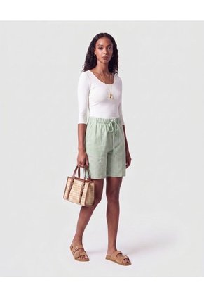 Bermuda Cintura Elástica Cordón Mujer Para Mujer Verde Patprimo