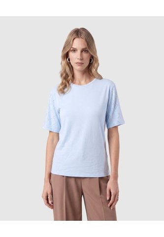 Camiseta De Mujer Con Apliques En Mangas  Para Mujer Azul Patprimo Patprimo