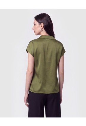 Blusa Camisera Sin Botones   Para Mujer Verde Patprimo