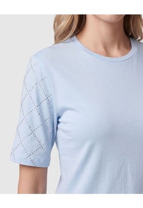 Camiseta De Mujer Con Apliques En Mangas  Para Mujer Azul Patprimo