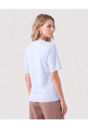Camiseta De Mujer Con Apliques En Mangas  Para Mujer Azul Patprimo