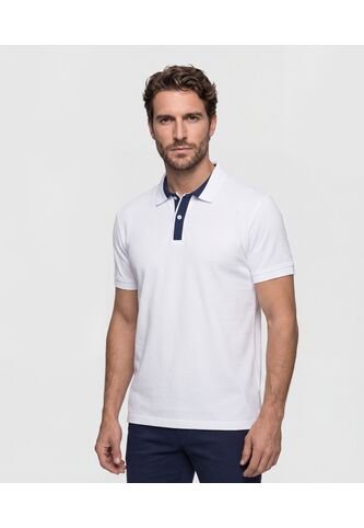 Polo  Con Cuello A Contraste  Para Hombre Blanco Patprimo Patprimo