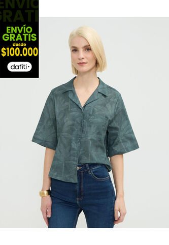 Camisa Para Mujer Manga Corta Color Verde Marca Patprimo #30010708 Patprimo