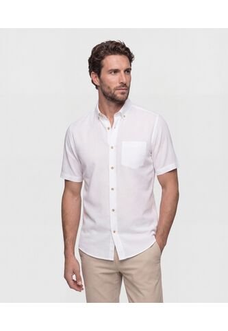 Camisa  Manga Corta Con Cuello Button Down  Para Hombre Blanco Patprimo Patprimo