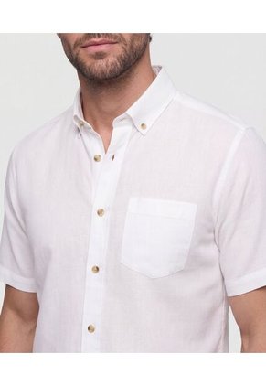 Camisa  Manga Corta Con Cuello Button Down  Para Hombre Blanco Patprimo